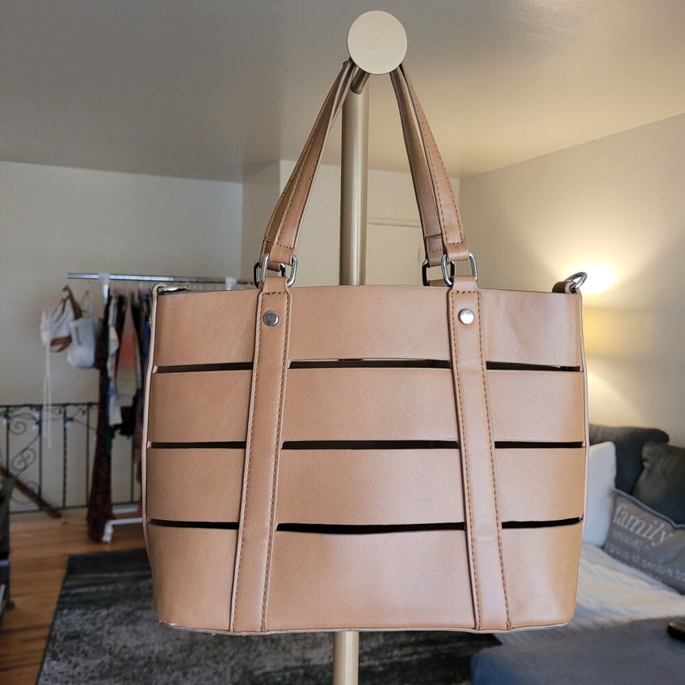 Shoulder Bag Purse Brown Faux Leather Purse Preloved Pre-Owned Handbag Women's